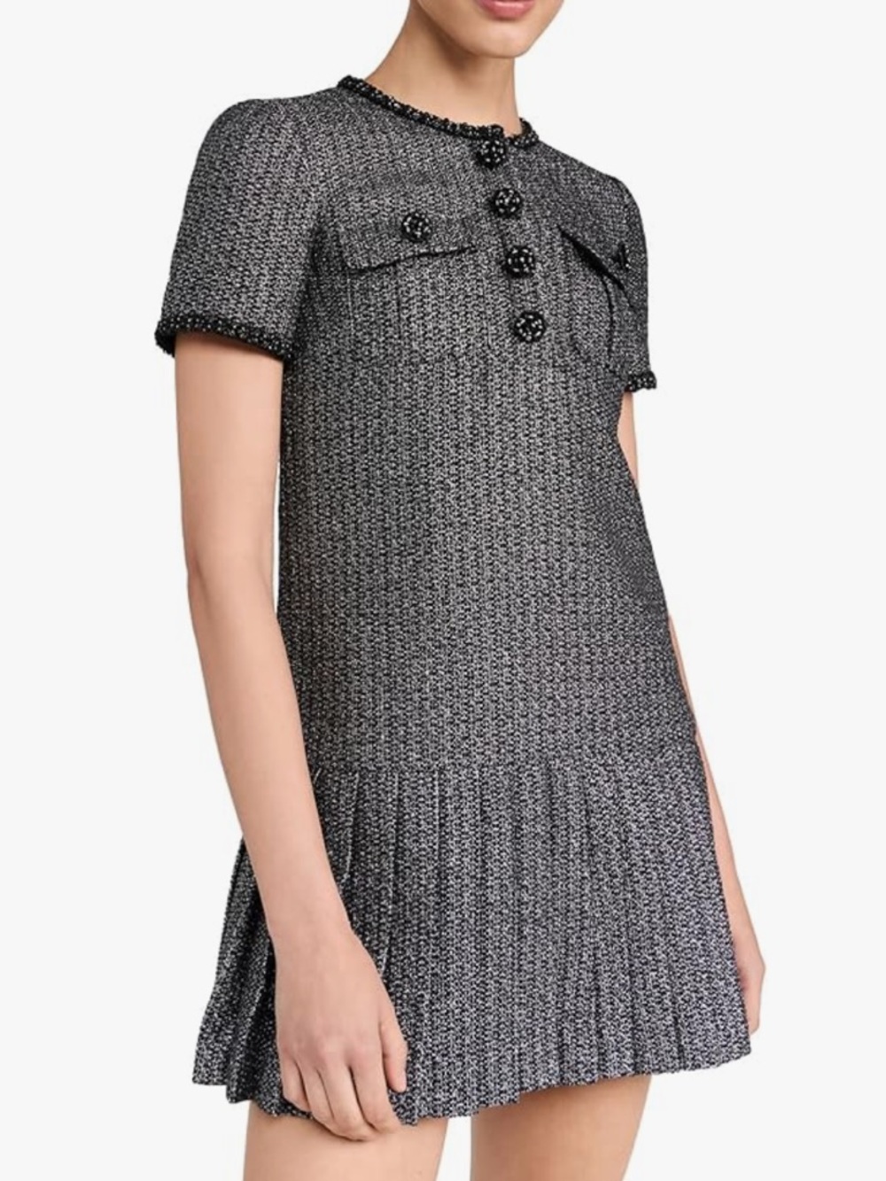 Self Portrait Women's Metallic Boucle Mini Dress